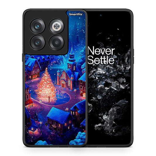 Θήκη OnePlus 10T Xmas Village από τη Smartfits με σχέδιο στο πίσω μέρος και μαύρο περίβλημα | OnePlus 10T Xmas Village case with colorful back and black bezels