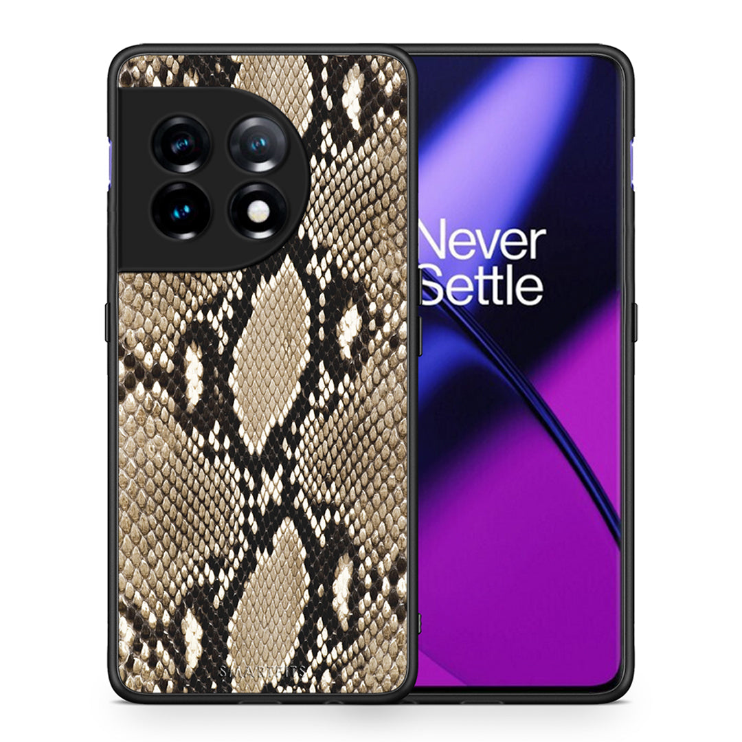 Θήκη OnePlus 11 5G Animal Fashion Snake από τη Smartfits με σχέδιο στο πίσω μέρος και μαύρο περίβλημα | OnePlus 11 5G Animal Fashion Snake Case with Colorful Back and Black Bezels