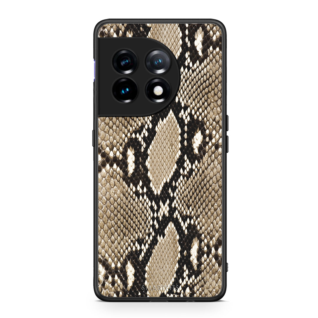 Θήκη OnePlus 11 5G Animal Fashion Snake από τη Smartfits με σχέδιο στο πίσω μέρος και μαύρο περίβλημα | OnePlus 11 5G Animal Fashion Snake Case with Colorful Back and Black Bezels