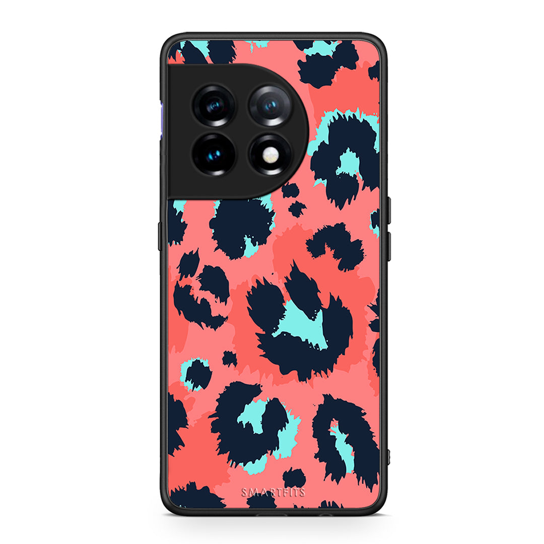 Θήκη OnePlus 11 5G Animal Pink Leopard από τη Smartfits με σχέδιο στο πίσω μέρος και μαύρο περίβλημα | OnePlus 11 5G Animal Pink Leopard Case with Colorful Back and Black Bezels