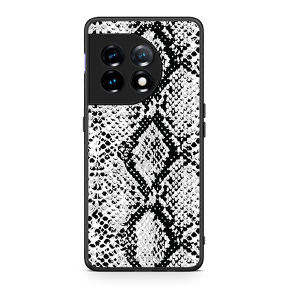 Θήκη OnePlus 11 5G Animal White Snake από τη Smartfits με σχέδιο στο πίσω μέρος και μαύρο περίβλημα | OnePlus 11 5G Animal White Snake Case with Colorful Back and Black Bezels