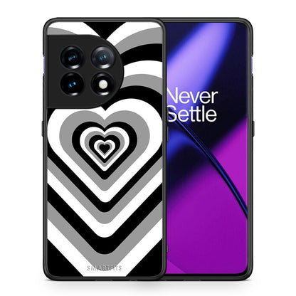 Θήκη OnePlus 11 5G Black Hearts από τη Smartfits με σχέδιο στο πίσω μέρος και μαύρο περίβλημα | OnePlus 11 5G Black Hearts Case with Colorful Back and Black Bezels