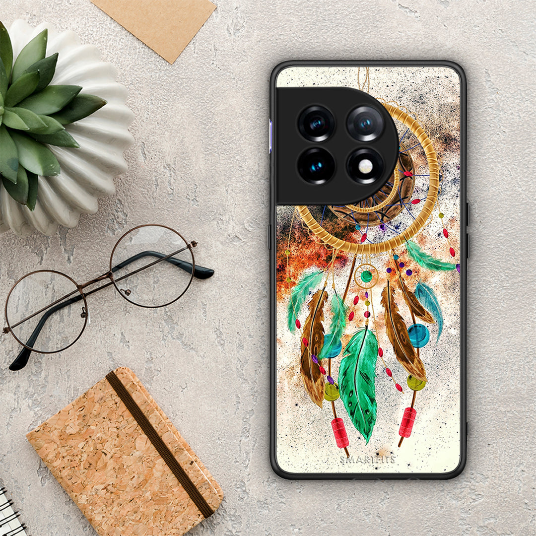 Θήκη OnePlus 11 5G Boho DreamCatcher από τη Smartfits με σχέδιο στο πίσω μέρος και μαύρο περίβλημα | OnePlus 11 5G Boho DreamCatcher Case with Colorful Back and Black Bezels