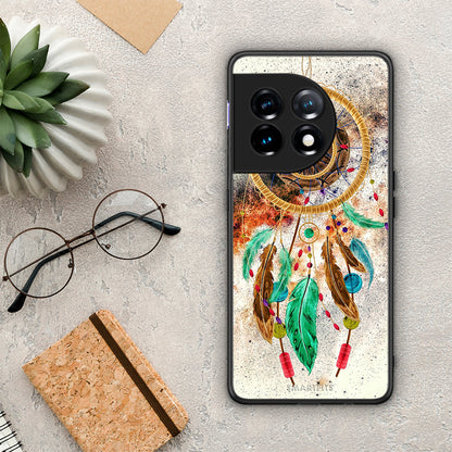 Θήκη OnePlus 11 5G Boho DreamCatcher από τη Smartfits με σχέδιο στο πίσω μέρος και μαύρο περίβλημα | OnePlus 11 5G Boho DreamCatcher Case with Colorful Back and Black Bezels