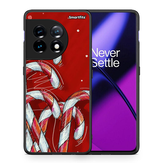 Θήκη OnePlus 11R / ACE 2 5G Candy Cane από τη Smartfits με σχέδιο στο πίσω μέρος και μαύρο περίβλημα | OnePlus 11R / ACE 2 5G Candy Cane Case with Colorful Back and Black Bezels