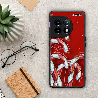 Θήκη OnePlus 11R / ACE 2 5G Candy Cane από τη Smartfits με σχέδιο στο πίσω μέρος και μαύρο περίβλημα | OnePlus 11R / ACE 2 5G Candy Cane Case with Colorful Back and Black Bezels