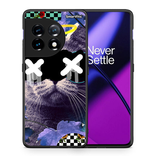 Θήκη OnePlus 11R / ACE 2 5G Cat Collage από τη Smartfits με σχέδιο στο πίσω μέρος και μαύρο περίβλημα | OnePlus 11R / ACE 2 5G Cat Collage Case with Colorful Back and Black Bezels