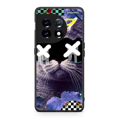 Θήκη OnePlus 11 5G Cat Collage από τη Smartfits με σχέδιο στο πίσω μέρος και μαύρο περίβλημα | OnePlus 11 5G Cat Collage Case with Colorful Back and Black Bezels