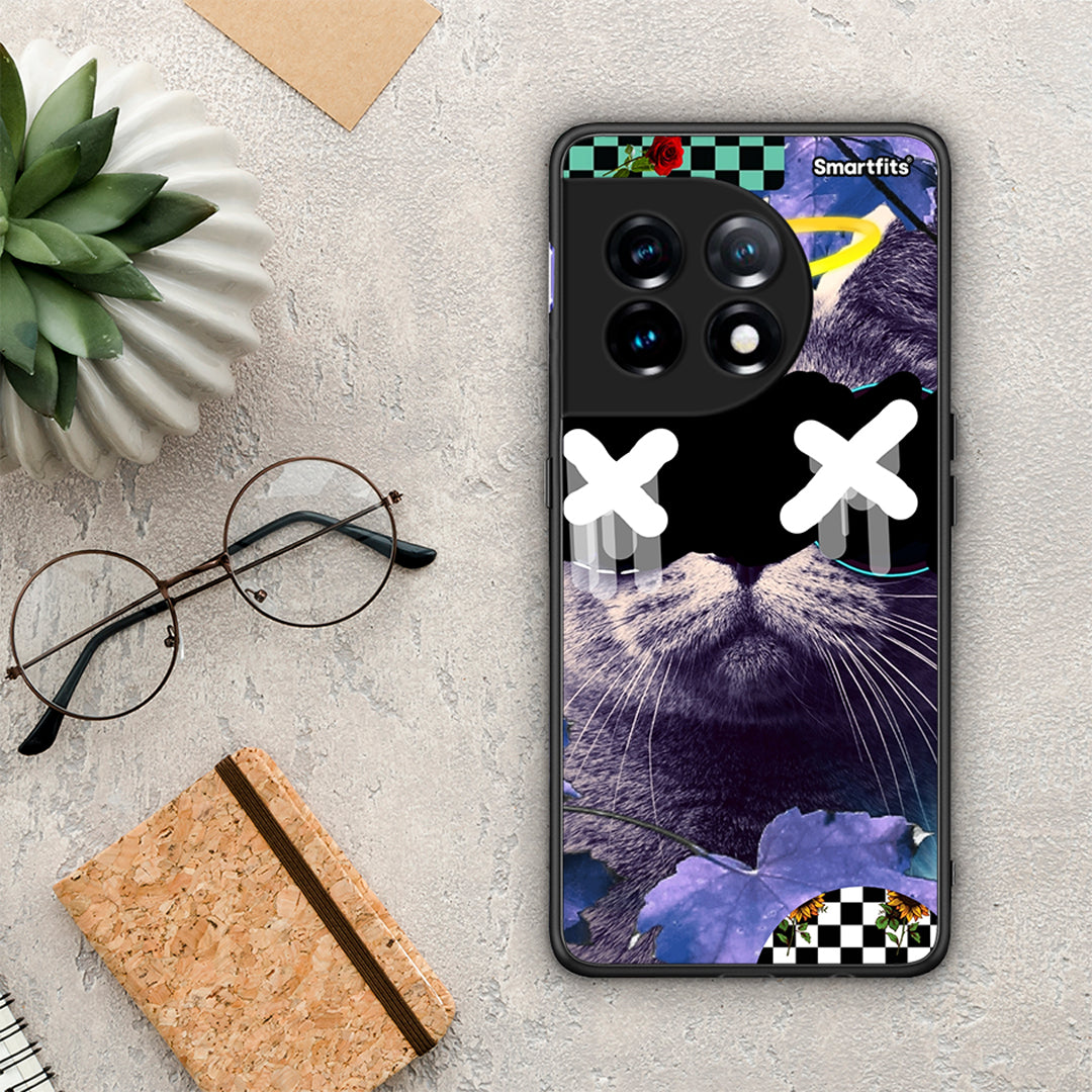 Θήκη OnePlus 11R / ACE 2 5G Cat Collage από τη Smartfits με σχέδιο στο πίσω μέρος και μαύρο περίβλημα | OnePlus 11R / ACE 2 5G Cat Collage Case with Colorful Back and Black Bezels