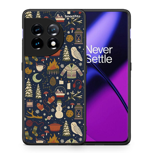 Θήκη OnePlus 11R / ACE 2 5G Christmas Elements από τη Smartfits με σχέδιο στο πίσω μέρος και μαύρο περίβλημα | OnePlus 11R / ACE 2 5G Christmas Elements Case with Colorful Back and Black Bezels