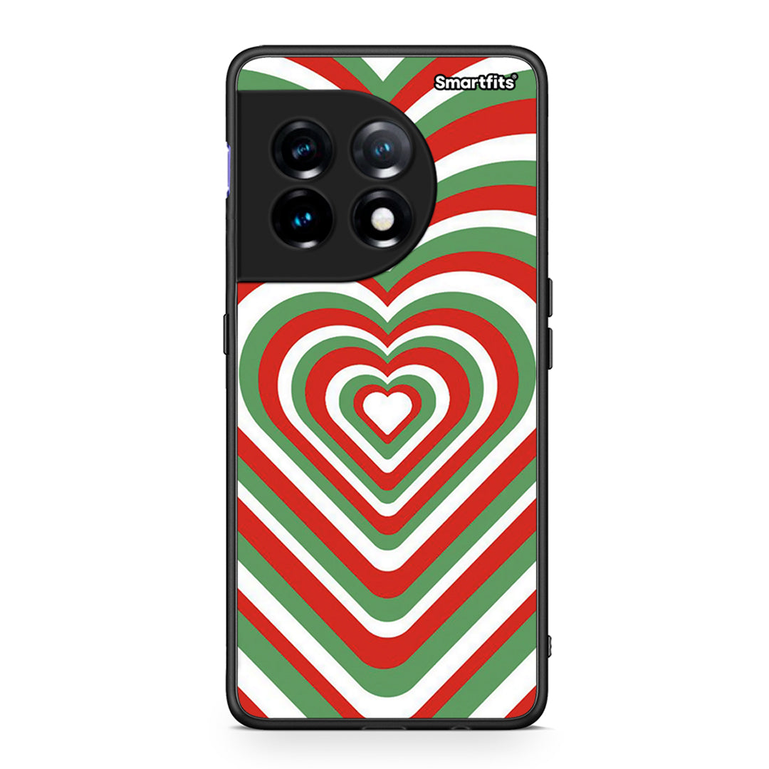 Θήκη OnePlus 11 5G Christmas Hearts από τη Smartfits με σχέδιο στο πίσω μέρος και μαύρο περίβλημα | OnePlus 11 5G Christmas Hearts Case with Colorful Back and Black Bezels