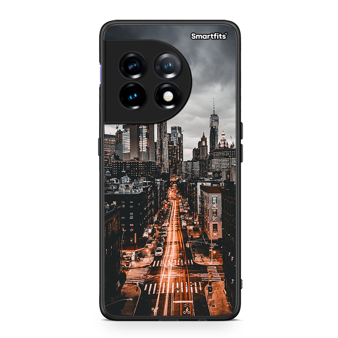 Θήκη OnePlus 11 5G City Lights από τη Smartfits με σχέδιο στο πίσω μέρος και μαύρο περίβλημα | OnePlus 11 5G City Lights Case with Colorful Back and Black Bezels