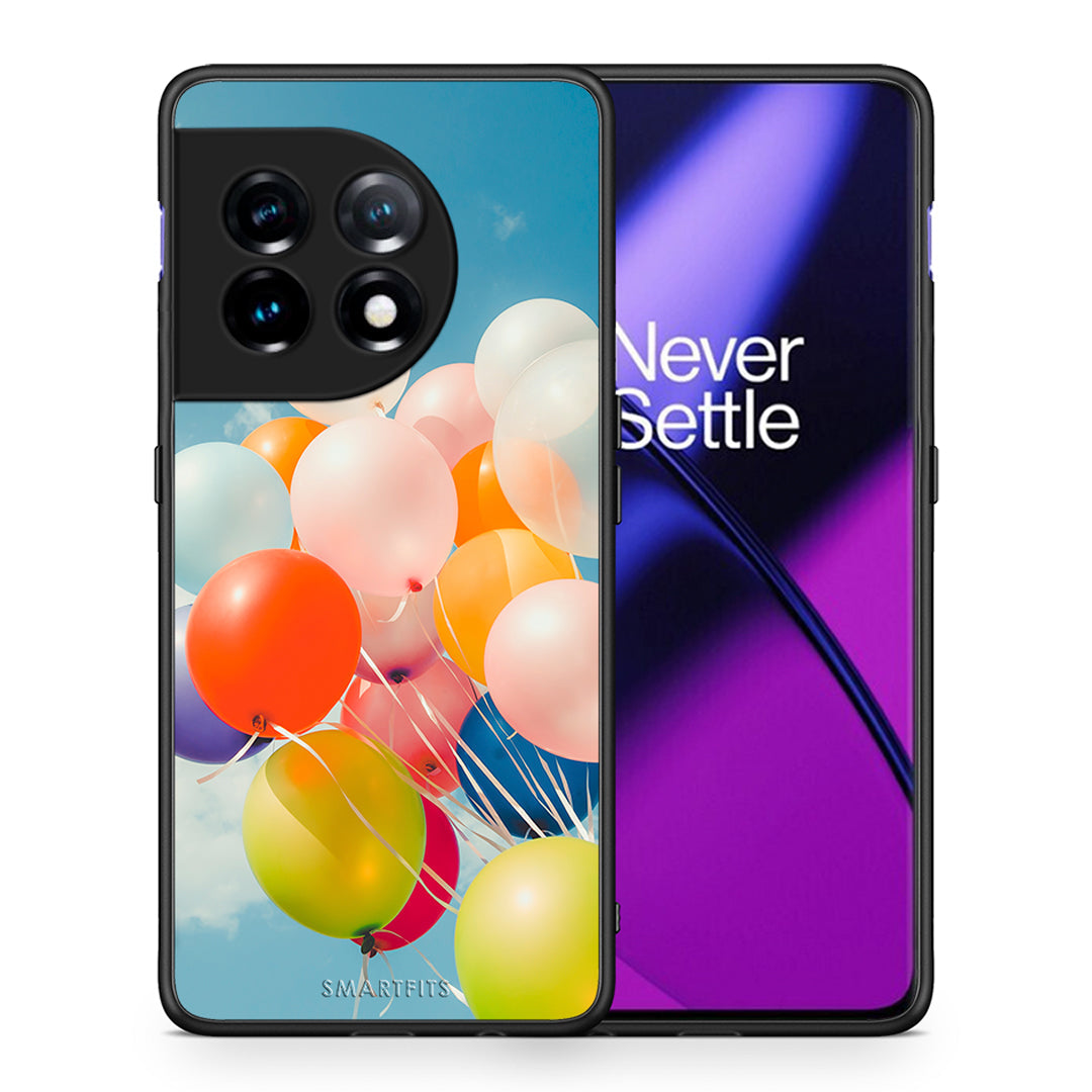 Θήκη OnePlus 11 5G Colorful Balloons από τη Smartfits με σχέδιο στο πίσω μέρος και μαύρο περίβλημα | OnePlus 11 5G Colorful Balloons Case with Colorful Back and Black Bezels