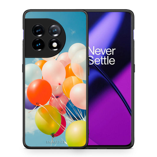 Θήκη OnePlus 11 5G Colorful Balloons από τη Smartfits με σχέδιο στο πίσω μέρος και μαύρο περίβλημα | OnePlus 11 5G Colorful Balloons Case with Colorful Back and Black Bezels