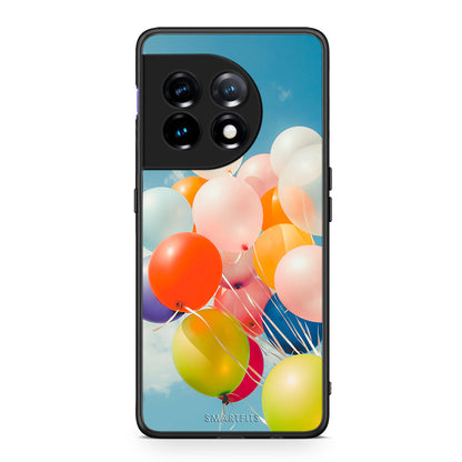 Θήκη OnePlus 11 5G Colorful Balloons από τη Smartfits με σχέδιο στο πίσω μέρος και μαύρο περίβλημα | OnePlus 11 5G Colorful Balloons Case with Colorful Back and Black Bezels