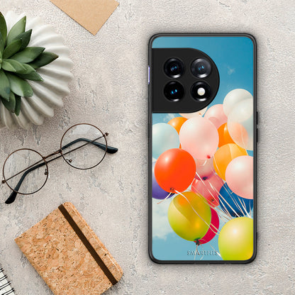 Θήκη OnePlus 11 5G Colorful Balloons από τη Smartfits με σχέδιο στο πίσω μέρος και μαύρο περίβλημα | OnePlus 11 5G Colorful Balloons Case with Colorful Back and Black Bezels