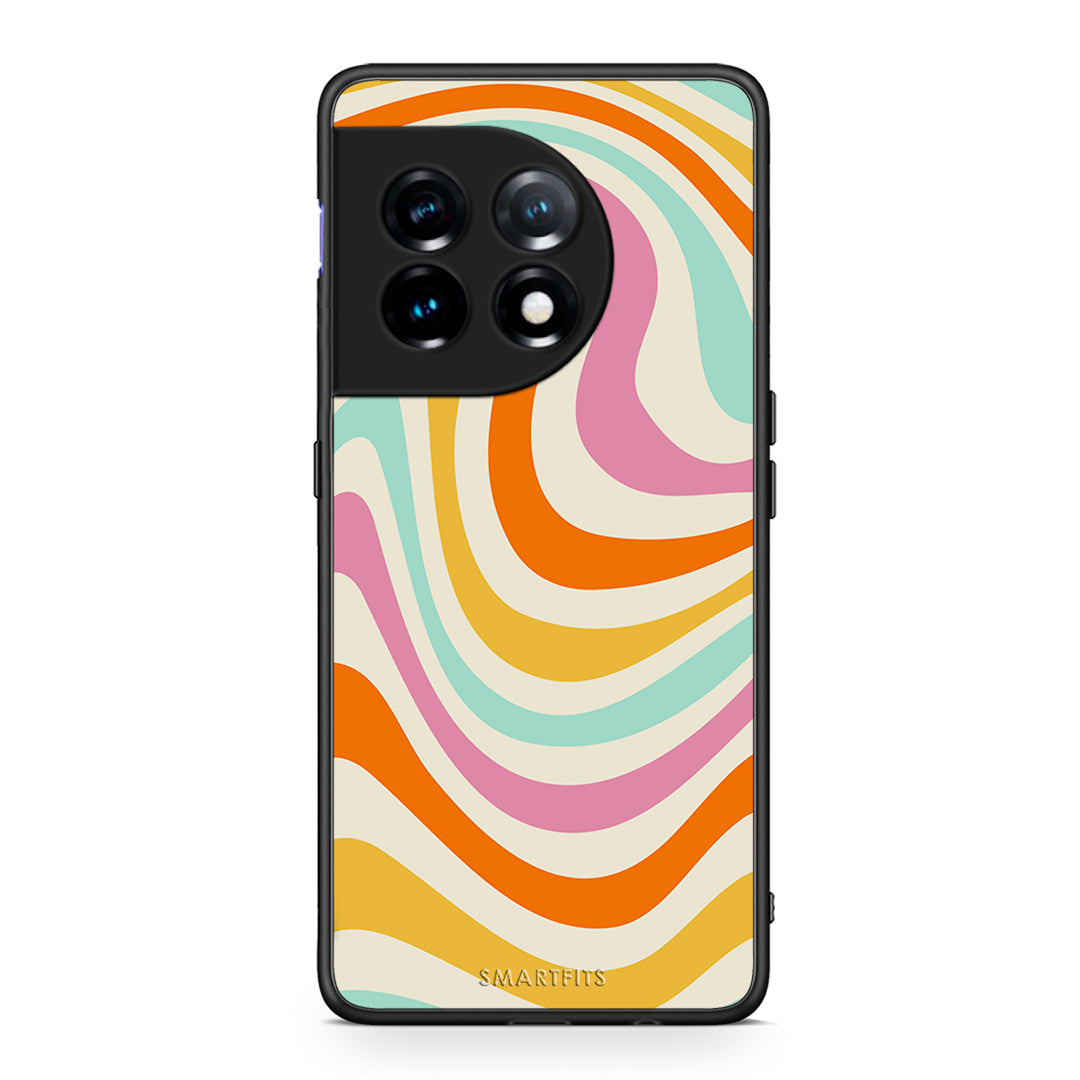 Θήκη OnePlus 11 5G Colourful Waves από τη Smartfits με σχέδιο στο πίσω μέρος και μαύρο περίβλημα | OnePlus 11 5G Colourful Waves Case with Colorful Back and Black Bezels