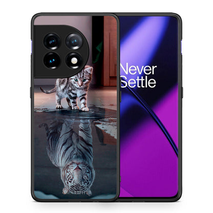 Θήκη OnePlus 11 5G Cute Tiger από τη Smartfits με σχέδιο στο πίσω μέρος και μαύρο περίβλημα | OnePlus 11 5G Cute Tiger Case with Colorful Back and Black Bezels