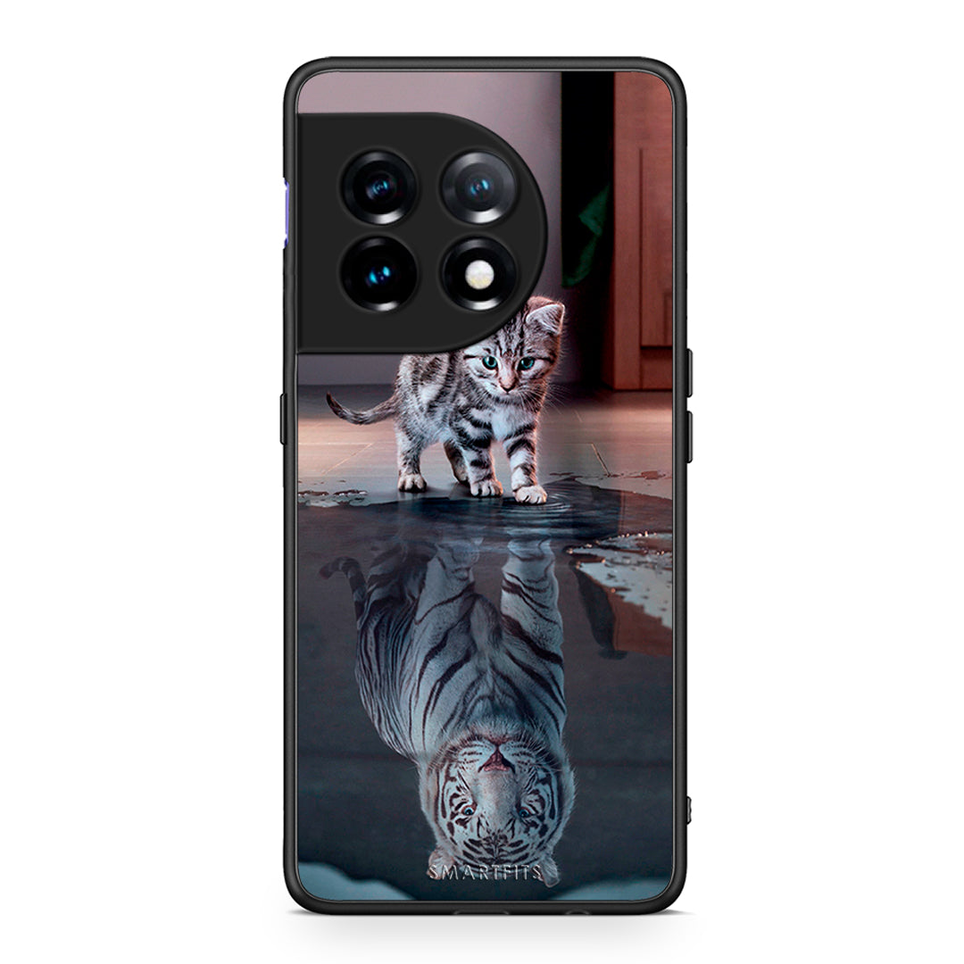 Θήκη OnePlus 11 5G Cute Tiger από τη Smartfits με σχέδιο στο πίσω μέρος και μαύρο περίβλημα | OnePlus 11 5G Cute Tiger Case with Colorful Back and Black Bezels