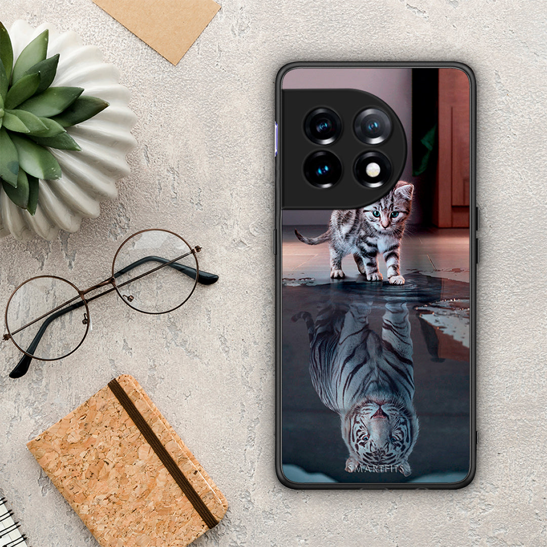 Θήκη OnePlus 11R / ACE 2 5G Cute Tiger από τη Smartfits με σχέδιο στο πίσω μέρος και μαύρο περίβλημα | OnePlus 11R / ACE 2 5G Cute Tiger Case with Colorful Back and Black Bezels