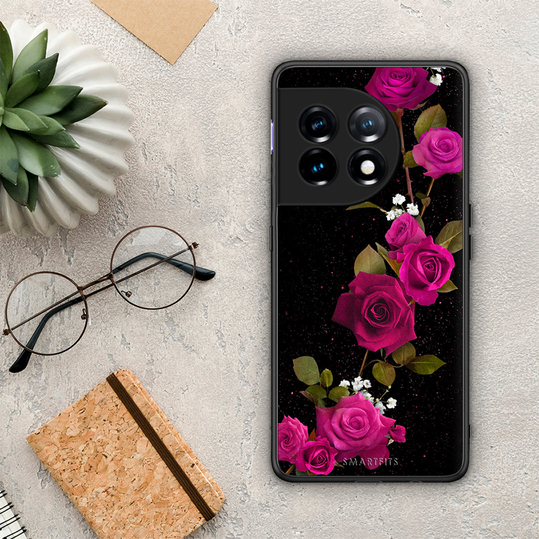 Θήκη OnePlus 11R / ACE 2 5G Flower Red Roses από τη Smartfits με σχέδιο στο πίσω μέρος και μαύρο περίβλημα | OnePlus 11R / ACE 2 5G Flower Red Roses Case with Colorful Back and Black Bezels