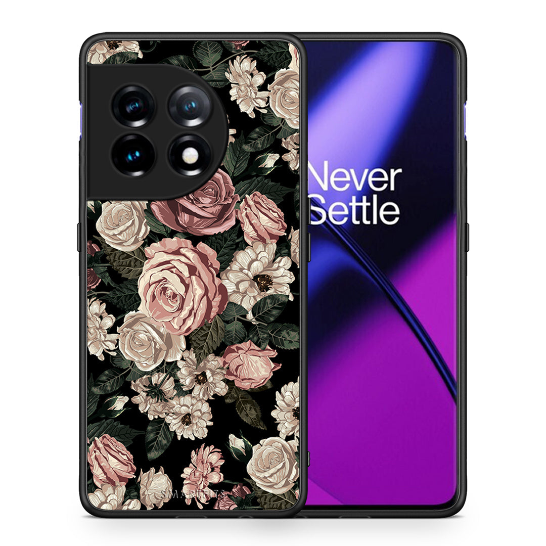 Θήκη OnePlus 11 5G Flower Wild Roses από τη Smartfits με σχέδιο στο πίσω μέρος και μαύρο περίβλημα | OnePlus 11 5G Flower Wild Roses Case with Colorful Back and Black Bezels