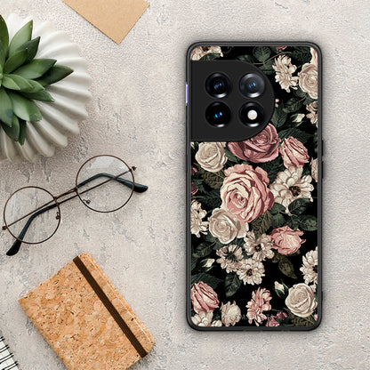 Θήκη OnePlus 11 5G Flower Wild Roses από τη Smartfits με σχέδιο στο πίσω μέρος και μαύρο περίβλημα | OnePlus 11 5G Flower Wild Roses Case with Colorful Back and Black Bezels