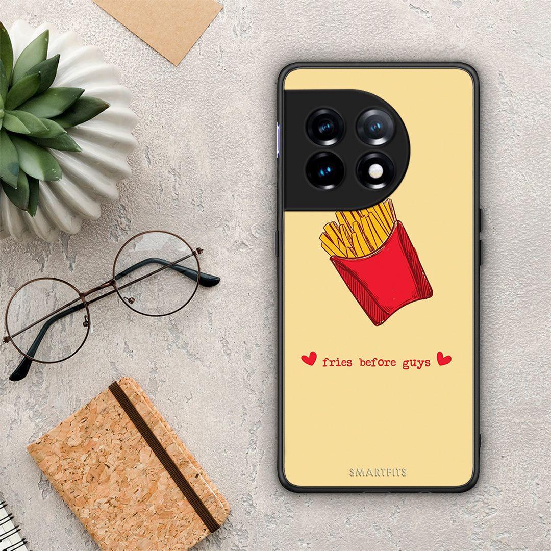 Θήκη OnePlus 11 5G Fries Before Guys από τη Smartfits με σχέδιο στο πίσω μέρος και μαύρο περίβλημα | OnePlus 11 5G Fries Before Guys Case with Colorful Back and Black Bezels