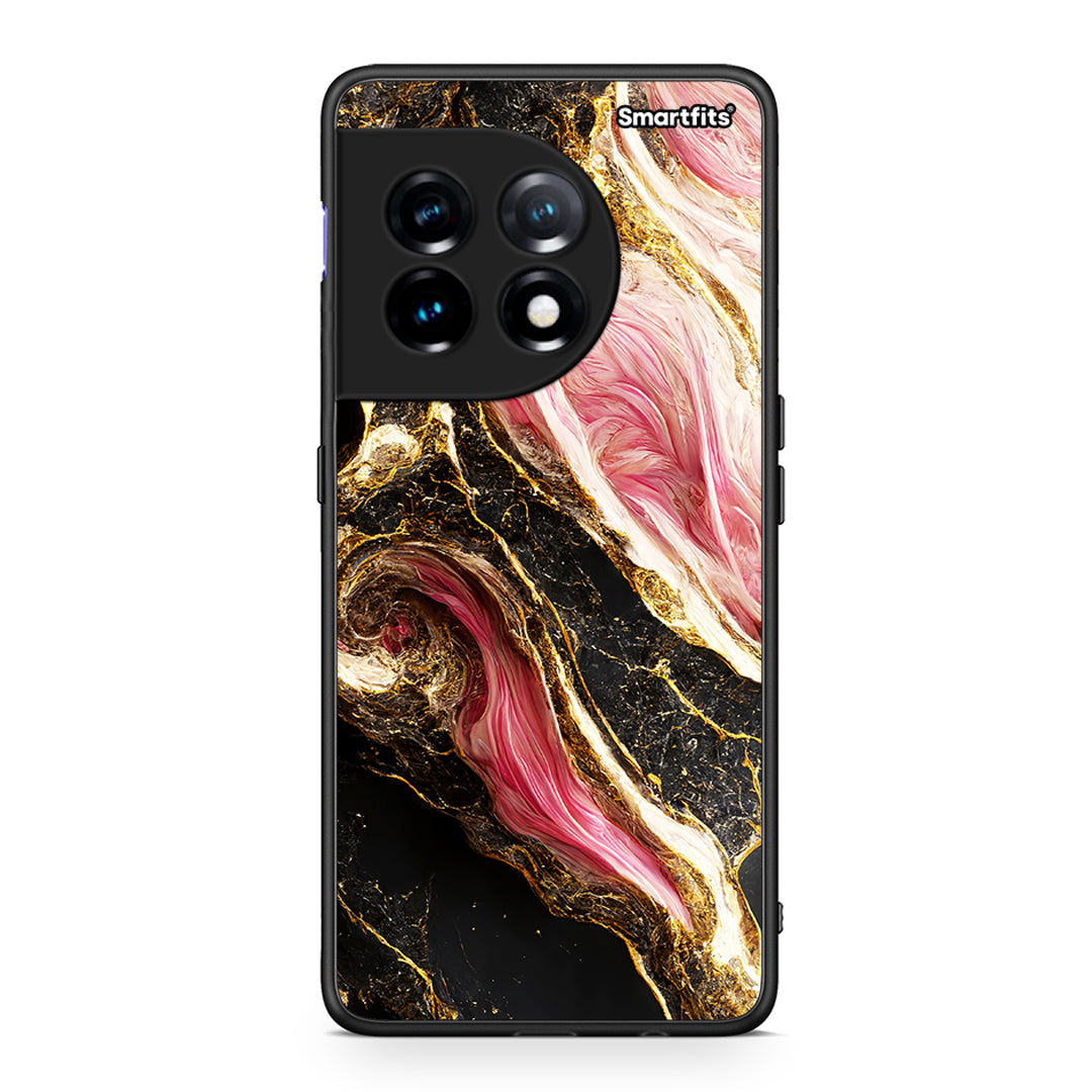 Θήκη OnePlus 11 5G Glamorous Pink Marble από τη Smartfits με σχέδιο στο πίσω μέρος και μαύρο περίβλημα | OnePlus 11 5G Glamorous Pink Marble Case with Colorful Back and Black Bezels