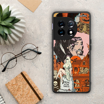 Θήκη OnePlus 11 5G Halloween Collage από τη Smartfits με σχέδιο στο πίσω μέρος και μαύρο περίβλημα | OnePlus 11 5G Halloween Collage Case with Colorful Back and Black Bezels