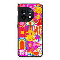 Thumbnail for Θήκη OnePlus 11R / ACE 2 5G Hippie Love από τη Smartfits με σχέδιο στο πίσω μέρος και μαύρο περίβλημα | OnePlus 11R / ACE 2 5G Hippie Love Case with Colorful Back and Black Bezels