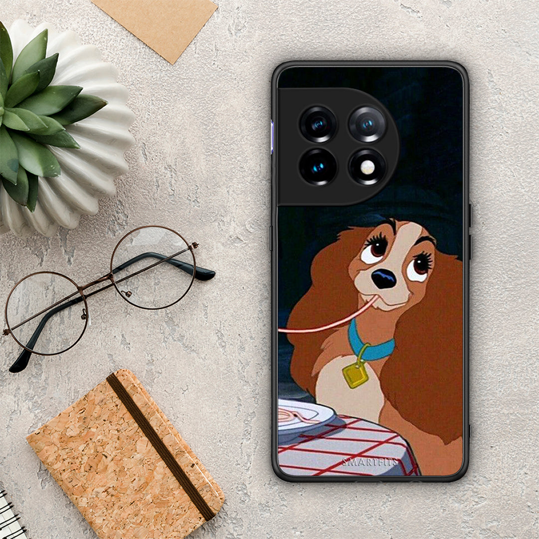 Θήκη OnePlus 11 5G Lady And Tramp 2 από τη Smartfits με σχέδιο στο πίσω μέρος και μαύρο περίβλημα | OnePlus 11 5G Lady And Tramp 2 Case with Colorful Back and Black Bezels