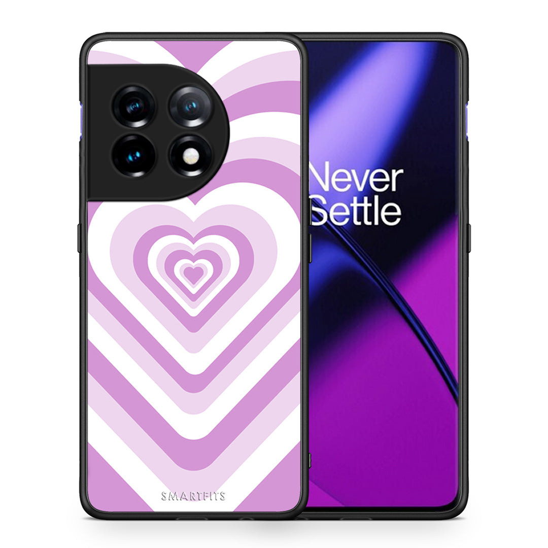 Θήκη OnePlus 11R / ACE 2 5G Lilac Hearts από τη Smartfits με σχέδιο στο πίσω μέρος και μαύρο περίβλημα | OnePlus 11R / ACE 2 5G Lilac Hearts Case with Colorful Back and Black Bezels