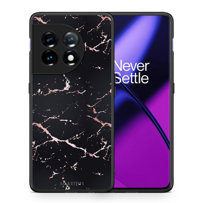 Θήκη OnePlus 11R / ACE 2 5G Marble Black Rosegold από τη Smartfits με σχέδιο στο πίσω μέρος και μαύρο περίβλημα | OnePlus 11R / ACE 2 5G Marble Black Rosegold Case with Colorful Back and Black Bezels