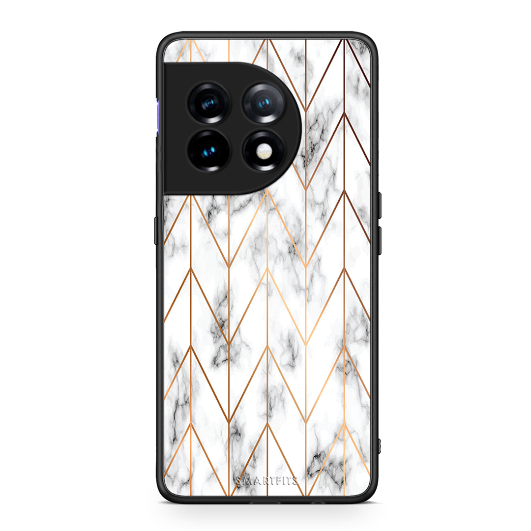 Θήκη OnePlus 11R / ACE 2 5G Marble Gold Geometric από τη Smartfits με σχέδιο στο πίσω μέρος και μαύρο περίβλημα | OnePlus 11R / ACE 2 5G Marble Gold Geometric Case with Colorful Back and Black Bezels