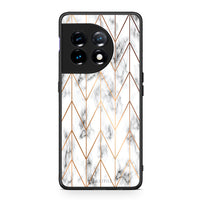 Thumbnail for Θήκη OnePlus 11R / ACE 2 5G Marble Gold Geometric από τη Smartfits με σχέδιο στο πίσω μέρος και μαύρο περίβλημα | OnePlus 11R / ACE 2 5G Marble Gold Geometric Case with Colorful Back and Black Bezels