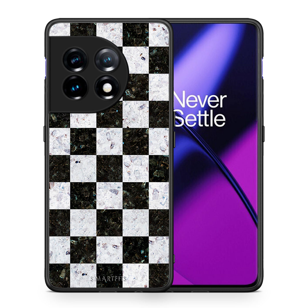 Θήκη OnePlus 11 5G Marble Square Geometric από τη Smartfits με σχέδιο στο πίσω μέρος και μαύρο περίβλημα | OnePlus 11 5G Marble Square Geometric Case with Colorful Back and Black Bezels