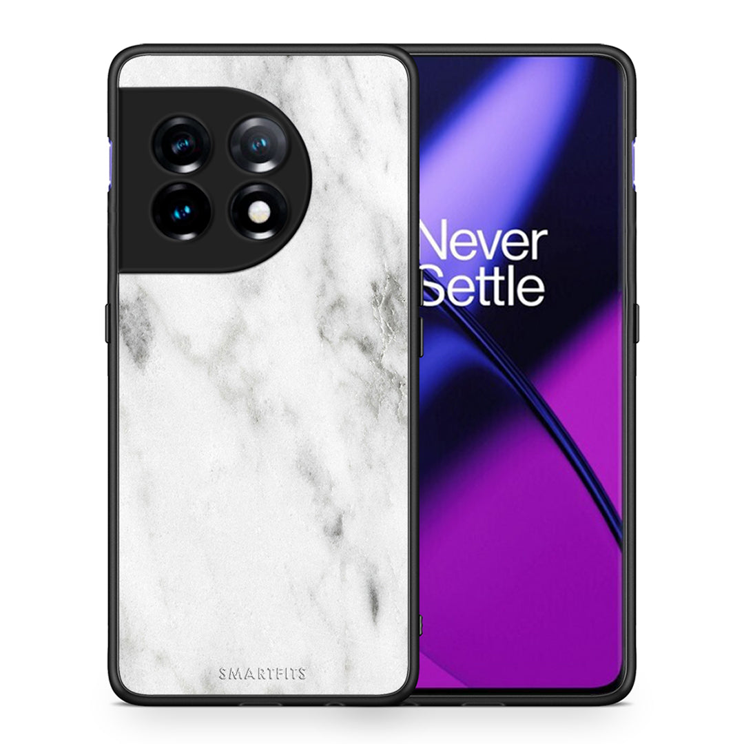 Θήκη OnePlus 11 5G Marble White από τη Smartfits με σχέδιο στο πίσω μέρος και μαύρο περίβλημα | OnePlus 11 5G Marble White Case with Colorful Back and Black Bezels