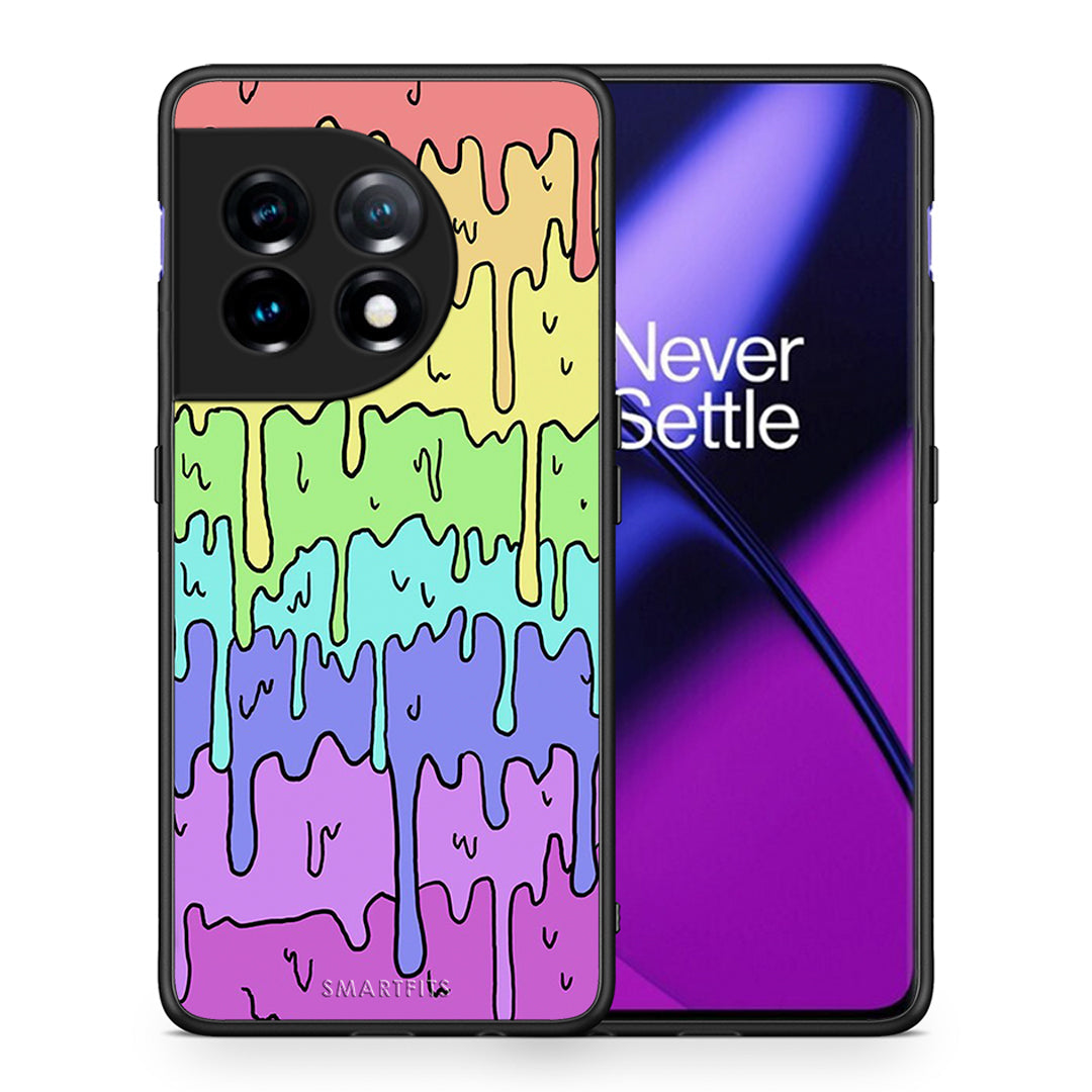 Θήκη OnePlus 11 5G Melting Rainbow από τη Smartfits με σχέδιο στο πίσω μέρος και μαύρο περίβλημα | OnePlus 11 5G Melting Rainbow Case with Colorful Back and Black Bezels