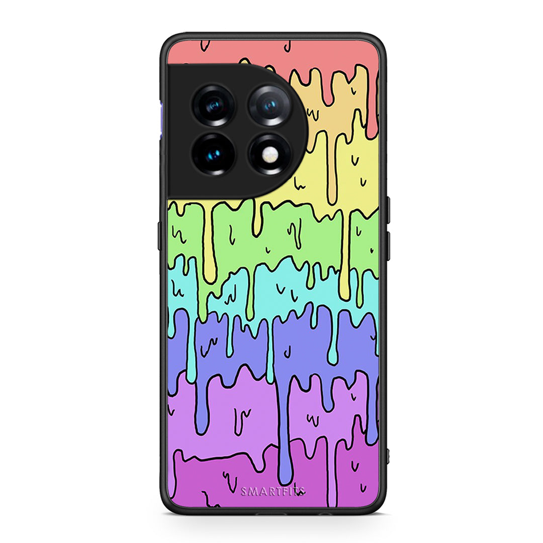 Θήκη OnePlus 11 5G Melting Rainbow από τη Smartfits με σχέδιο στο πίσω μέρος και μαύρο περίβλημα | OnePlus 11 5G Melting Rainbow Case with Colorful Back and Black Bezels