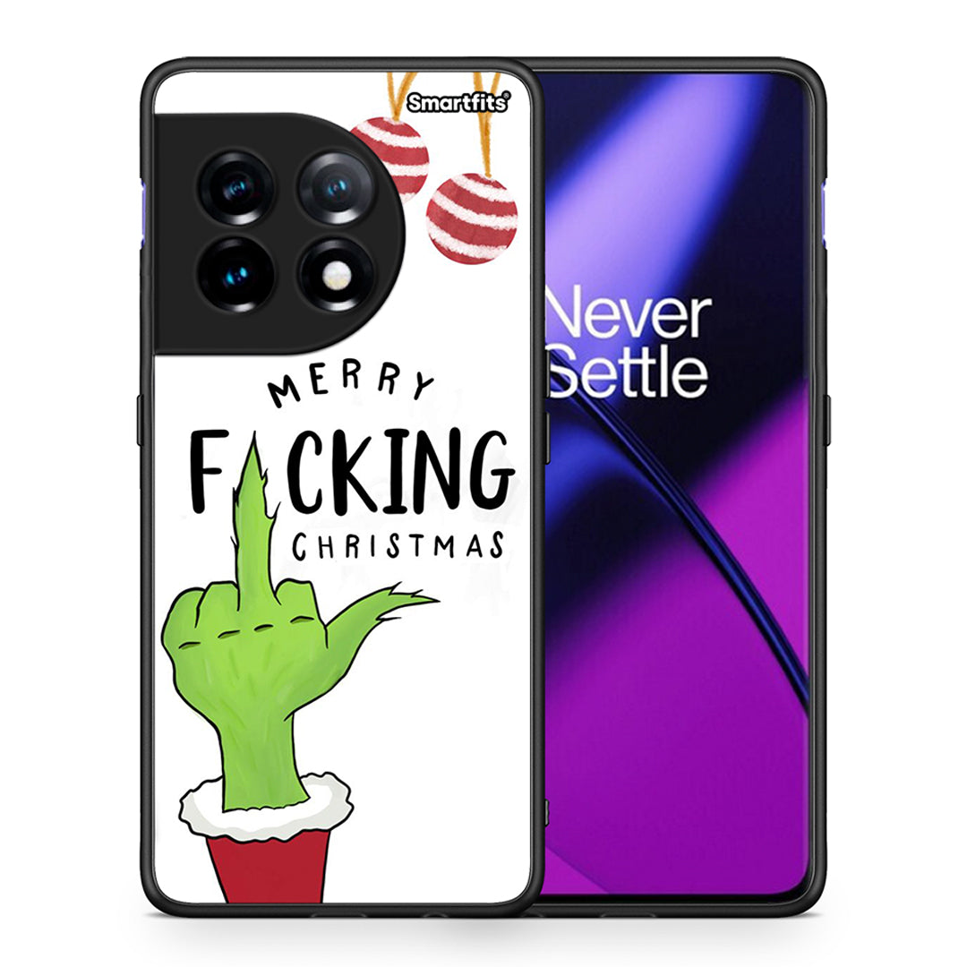 Θήκη OnePlus 11 5G Merry F Xmas από τη Smartfits με σχέδιο στο πίσω μέρος και μαύρο περίβλημα | OnePlus 11 5G Merry F Xmas Case with Colorful Back and Black Bezels