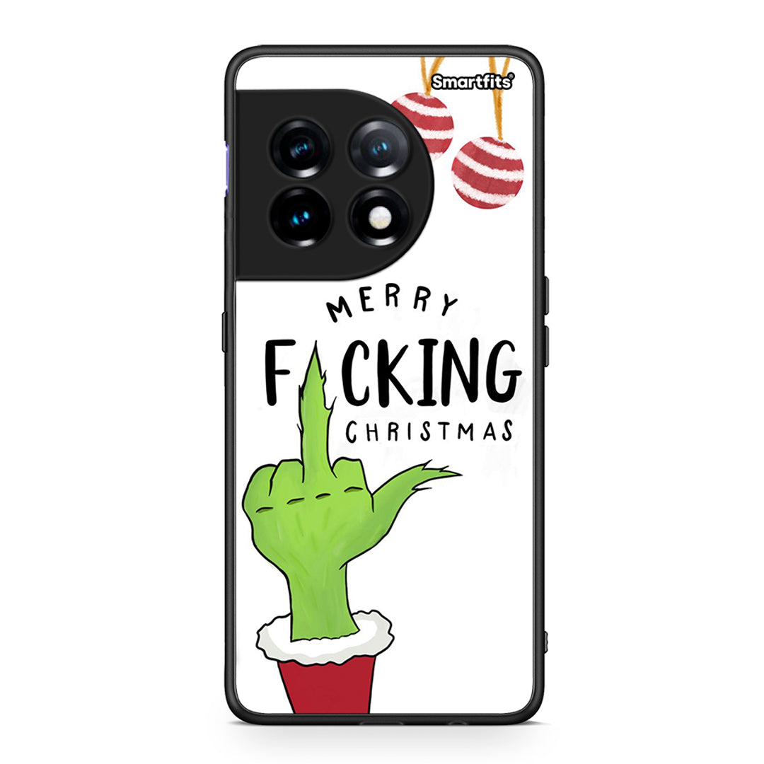 Θήκη OnePlus 11 5G Merry F Xmas από τη Smartfits με σχέδιο στο πίσω μέρος και μαύρο περίβλημα | OnePlus 11 5G Merry F Xmas Case with Colorful Back and Black Bezels