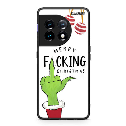 Θήκη OnePlus 11 5G Merry F Xmas από τη Smartfits με σχέδιο στο πίσω μέρος και μαύρο περίβλημα | OnePlus 11 5G Merry F Xmas Case with Colorful Back and Black Bezels