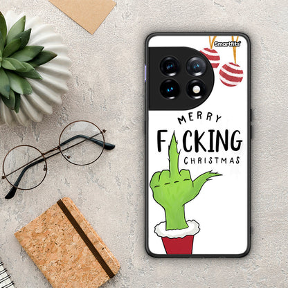 Θήκη OnePlus 11 5G Merry F Xmas από τη Smartfits με σχέδιο στο πίσω μέρος και μαύρο περίβλημα | OnePlus 11 5G Merry F Xmas Case with Colorful Back and Black Bezels