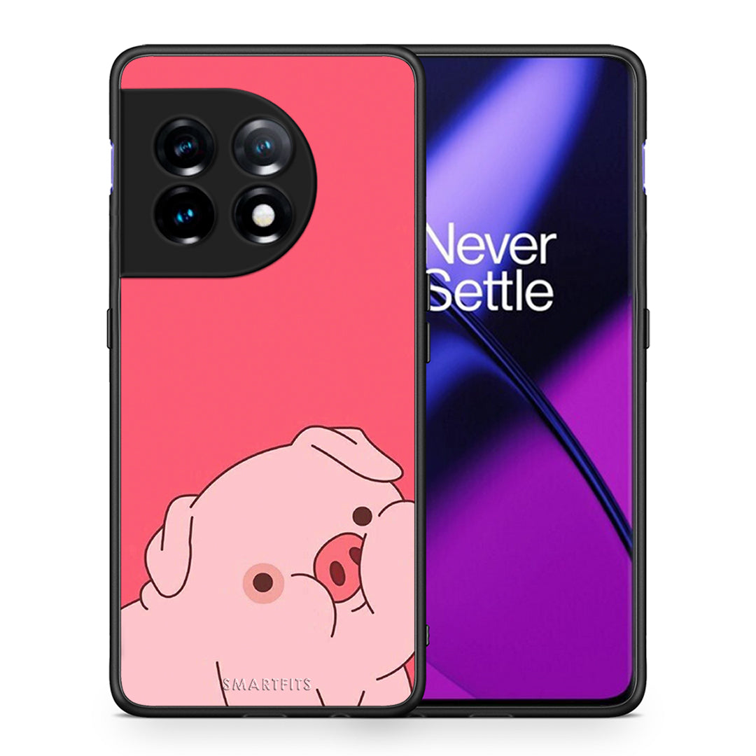 Θήκη OnePlus 11R / ACE 2 5G Pig Love 1 από τη Smartfits με σχέδιο στο πίσω μέρος και μαύρο περίβλημα | OnePlus 11R / ACE 2 5G Pig Love 1 Case with Colorful Back and Black Bezels