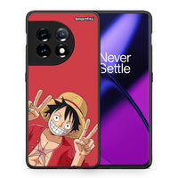Thumbnail for Θήκη OnePlus 11R / ACE 2 5G Pirate Luffy από τη Smartfits με σχέδιο στο πίσω μέρος και μαύρο περίβλημα | OnePlus 11R / ACE 2 5G Pirate Luffy Case with Colorful Back and Black Bezels