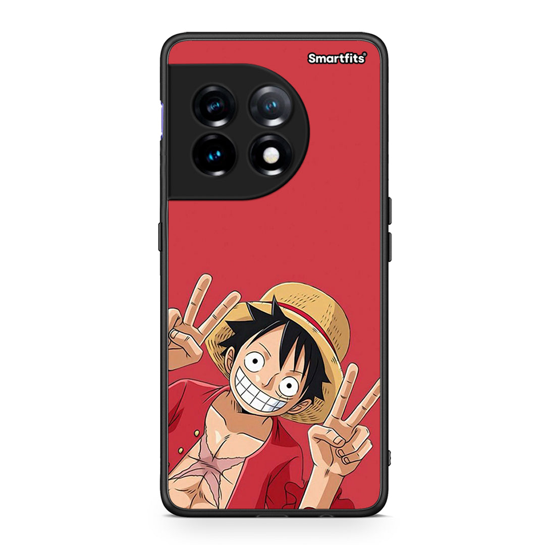 Θήκη OnePlus 11R / ACE 2 5G Pirate Luffy από τη Smartfits με σχέδιο στο πίσω μέρος και μαύρο περίβλημα | OnePlus 11R / ACE 2 5G Pirate Luffy Case with Colorful Back and Black Bezels