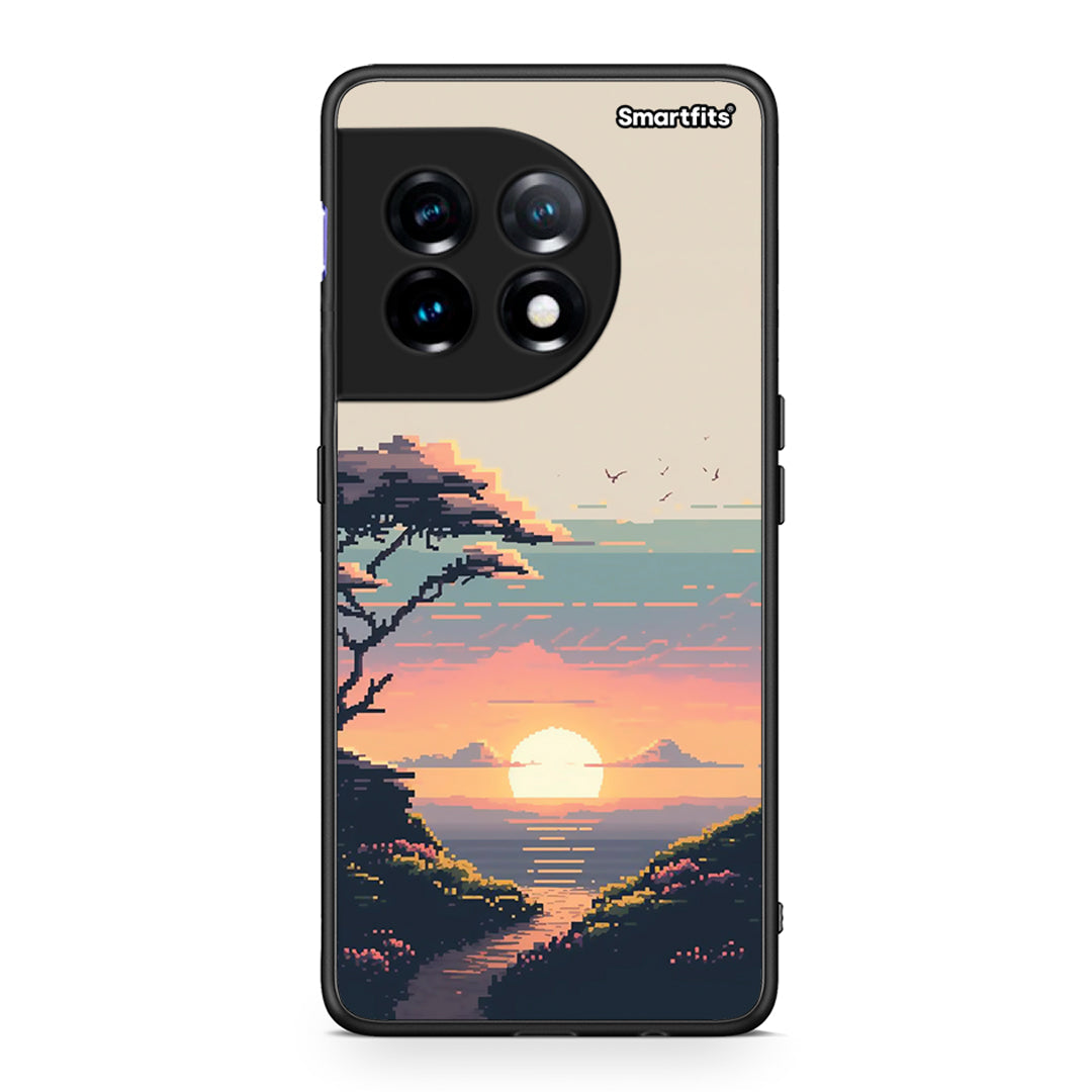 Θήκη OnePlus 11 5G Pixel Sunset από τη Smartfits με σχέδιο στο πίσω μέρος και μαύρο περίβλημα | OnePlus 11 5G Pixel Sunset Case with Colorful Back and Black Bezels