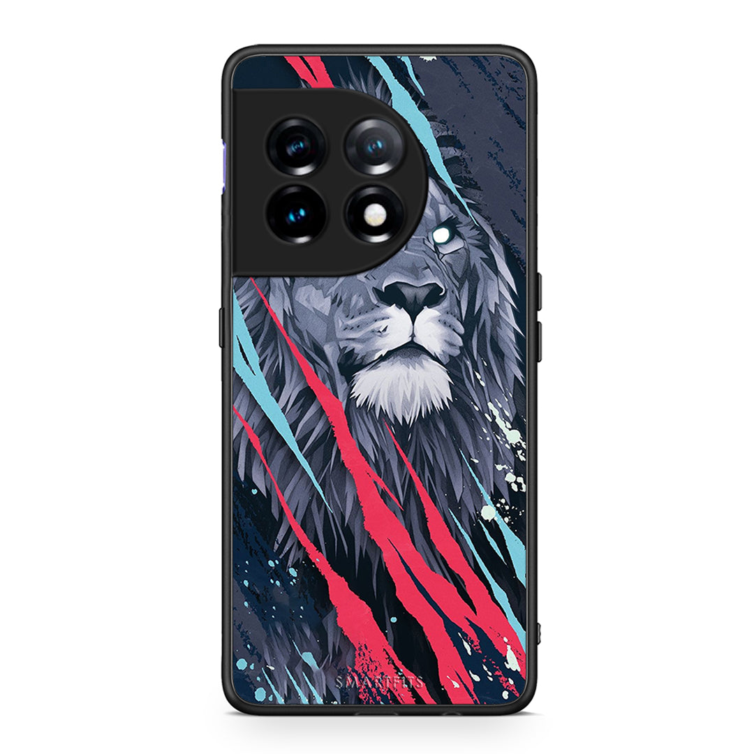 Θήκη OnePlus 11R / ACE 2 5G PopArt Lion Designer από τη Smartfits με σχέδιο στο πίσω μέρος και μαύρο περίβλημα | OnePlus 11R / ACE 2 5G PopArt Lion Designer Case with Colorful Back and Black Bezels