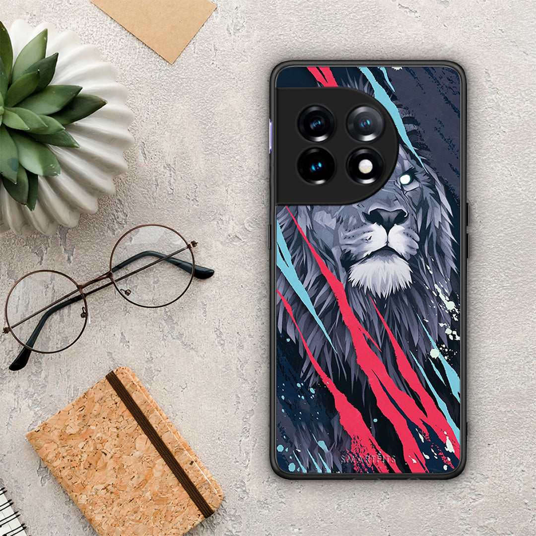 Θήκη OnePlus 11R / ACE 2 5G PopArt Lion Designer από τη Smartfits με σχέδιο στο πίσω μέρος και μαύρο περίβλημα | OnePlus 11R / ACE 2 5G PopArt Lion Designer Case with Colorful Back and Black Bezels